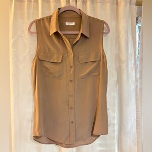 Equipment sleeveless silk button down